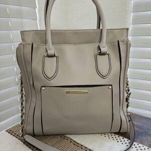 Steve Madden Taupe Tote Bag with Black Accents